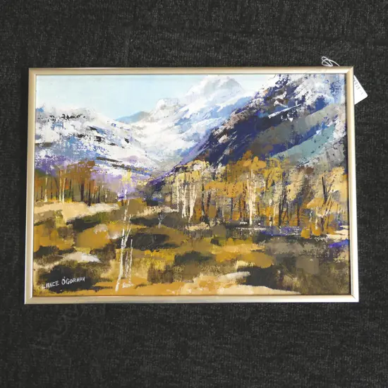 SM LANCE O'GORMAN, MOUNTAIN & FOREST SCENE, OIL ON BOARD, SIGNED, 240 x 345mm
