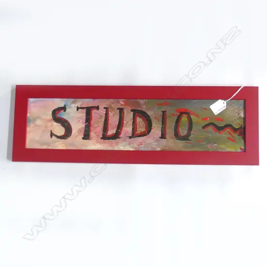 ALAN TAYLOR, STUDIO, ACRYLIC ON BOARD, SIGNED TO REVERSE, 115 x 500mm