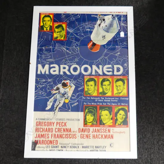FRAMED VINTAGE 'MAROONED' MOVIE POSTER, H.900 x 600mm (some damage to frame)