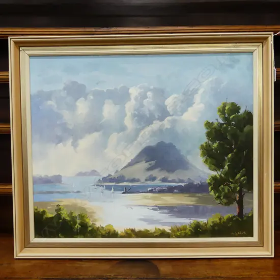 M. J. PICK, MOUNT MAUNGANUI, OIL ON BOARD 495x600mm