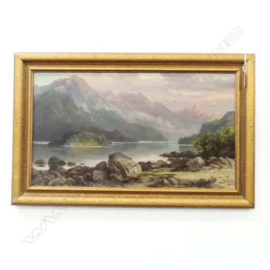 LAURENCE WILLIAM WILSON (1850-1912) 'PRESERVATION INLET' OIL ON BOARD 260x465mm