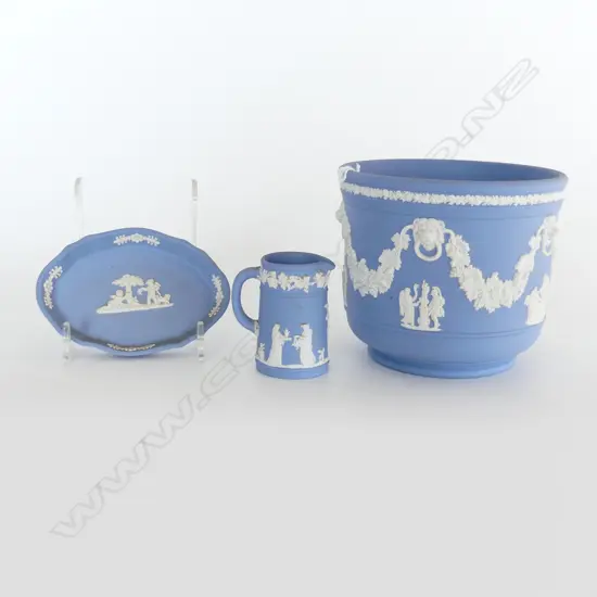 3PCS BLUE JASPER WEDGWOOD CHINA