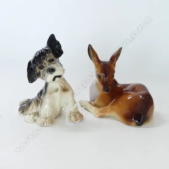 CROWN LYNN FAWN # 2535 + seated DOG # 2663