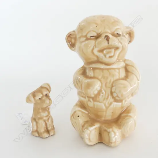 SYLVAC LAUGHING BEAR & SMALL TERRIER DOG, H.45 & 100mm
