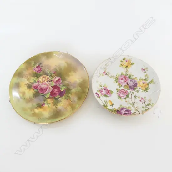 R/WINTON SIGNED FLORAL PLATE & FRENCH FLORAL PLATE