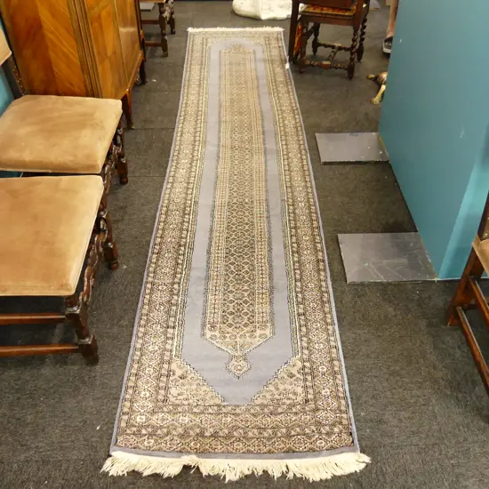 HAND KNOTTED WOOL PILE RUNNER 3700x780mm