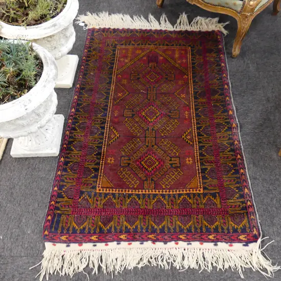 HAND KNOTTED ALL WOOL RUG 1300x880mm