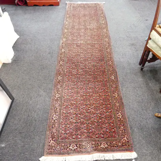 HAND KNOTTED WOOL PILE IRANIAN BIJAR RUNNER 3000x740mm