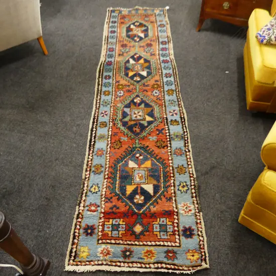HAND KNOTTED WOOL PILE RUG 2700x670mm