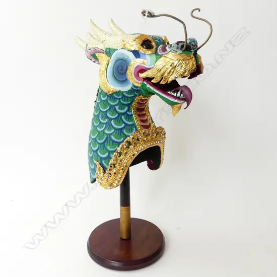 ORIENTAL DRAGON HEADDRESS ON STAND H550MM