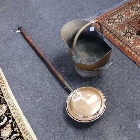VINTAGE COPPER COAL BUCKET & BED WARMER PAN