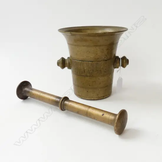 HEAVY BRASS MORTAR H.155mm & PESTLE L.255mm