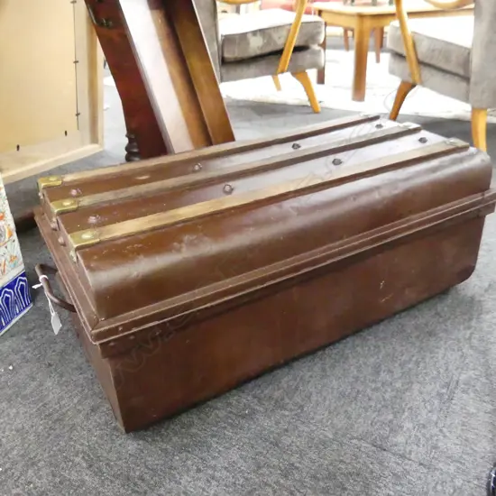 BROWN PAINTED TIN TRUNK W.780mm