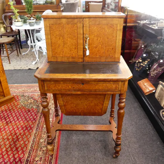 VICT WALNUT SEWING CABINET WITH INSET WOOL DRAWER H1M200MM W600MM