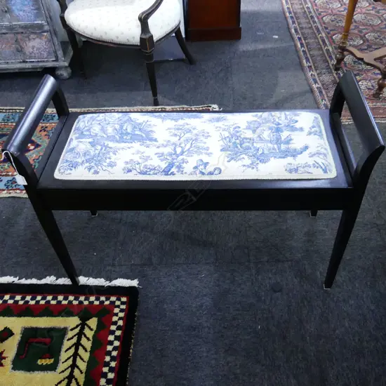 EBONISED STOOL w. TOILE SEAT W.930mm