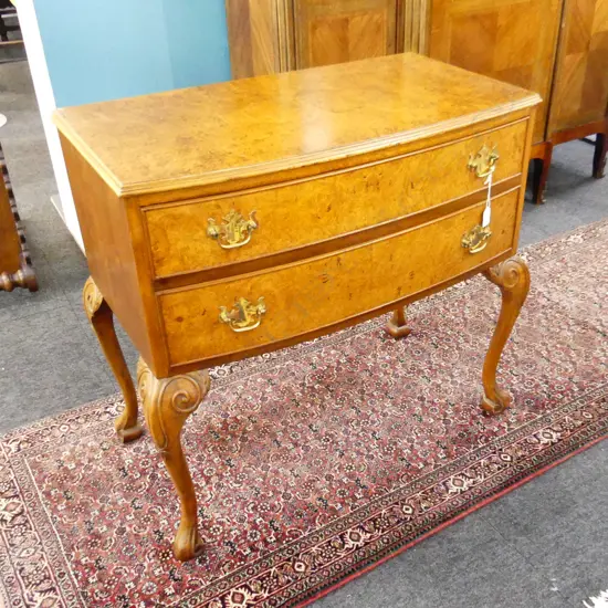 BURR WALNUT 2 DRAWER SIDETABLE L760MM H740MM