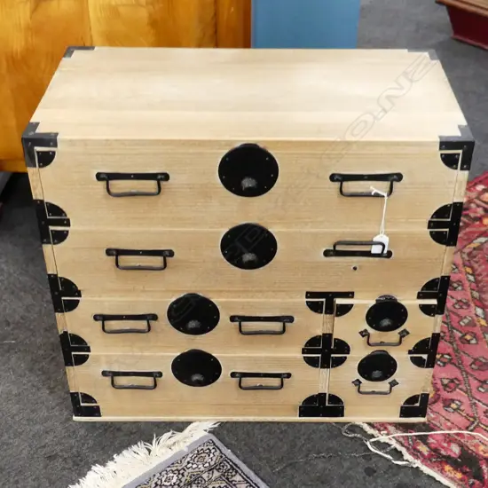 VINTAGE JAPANESE 6 DRAWER UTILITY CABINET / TANSU - PALE FINISH 650x335x580mm