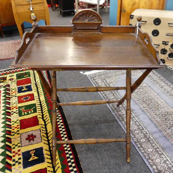 VINTAGE WOODEN CAMPAIGN FOLDING TRAY TABLE 755x475x850mm