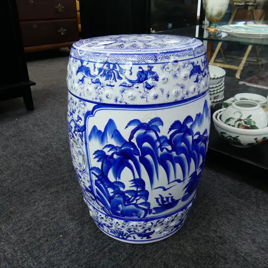 B/W ORIENTAL GARDEN STOOL H.440mm