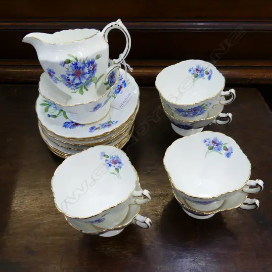 20 PCE HAMMERSLEY TEA SET; 6 TRIOS, MILK JUG & SUGAR BOWL