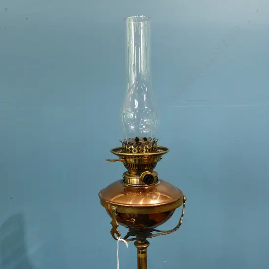   ANTIQUE BRASS OIL LANTERN FLOOR LAMP H1620MM +/- [HEIGHT ADJUSTABLE]