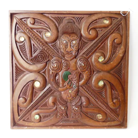 VINTAGE MAORI CARVED PANEL 600X600MM