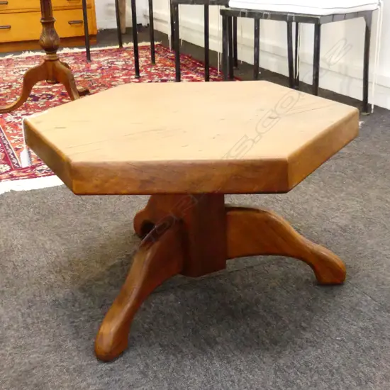 SMALL OCTAGONAL WOODEN TABLE 570mm dia H.380mm