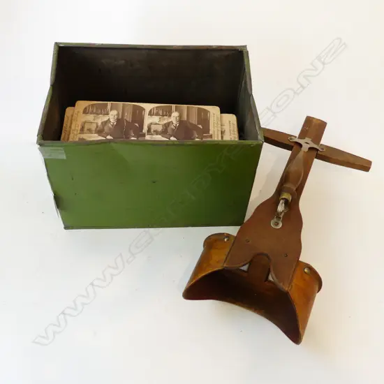 ANTIQUE STEREOSCOPE + ASST. CARDS