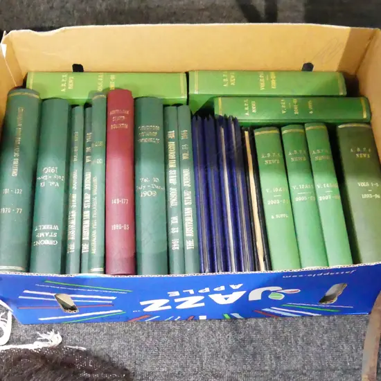 BOX LOT STAMP JOURNALS ETC