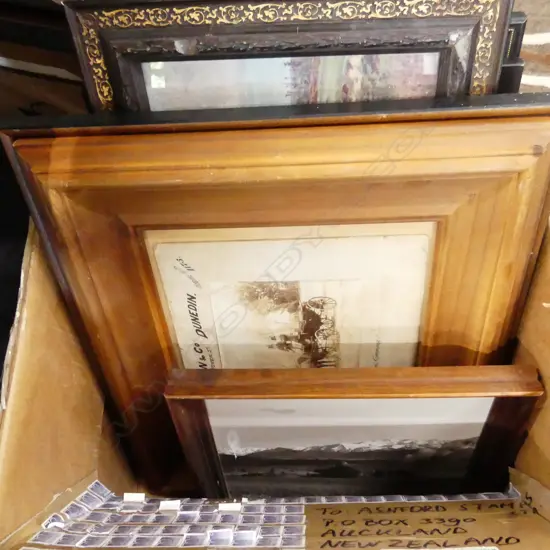 BOX LOT ASST. ARTWORKS, B/W COLONIAL PHOTOS ETC