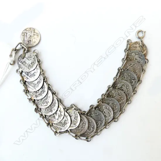 SILVER? ZODIAC COIN BRACELET L.200mm