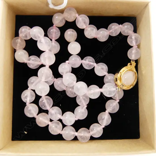 ROSE QUARTZ NECKLACE L.480mm + PR EARRINGS