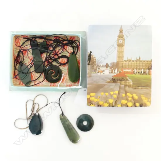 5 POUNAMU CARVED PENDANTS & 2 OTHERS