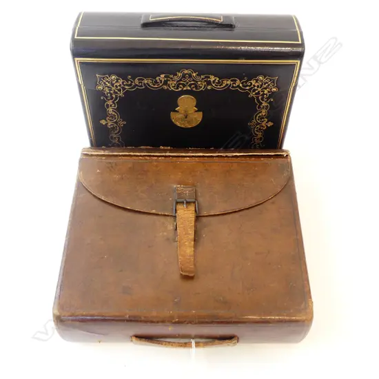 VICTORIAN LEATHER CASE (NO KEY) w. TRAVEL CASE W.275mm 