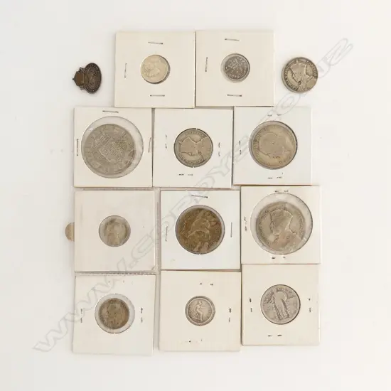 11 mainly NZ OLD COINS: 1935 Shilling etc
