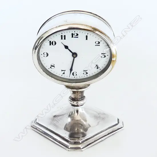 STG SILVER DESK CLOCK, B'HAM 1925 H.115mm