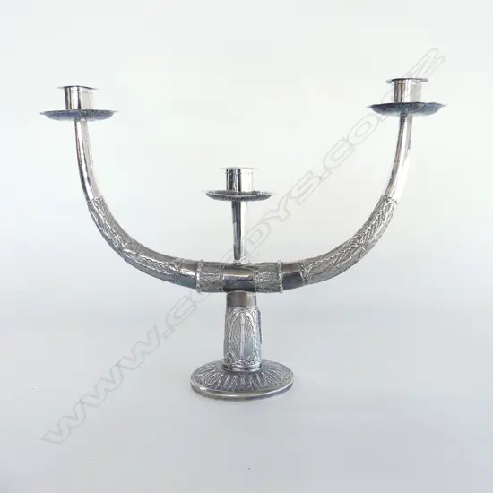 SILVER CANDELABRA, WEIGHTED BASE H.245mm
