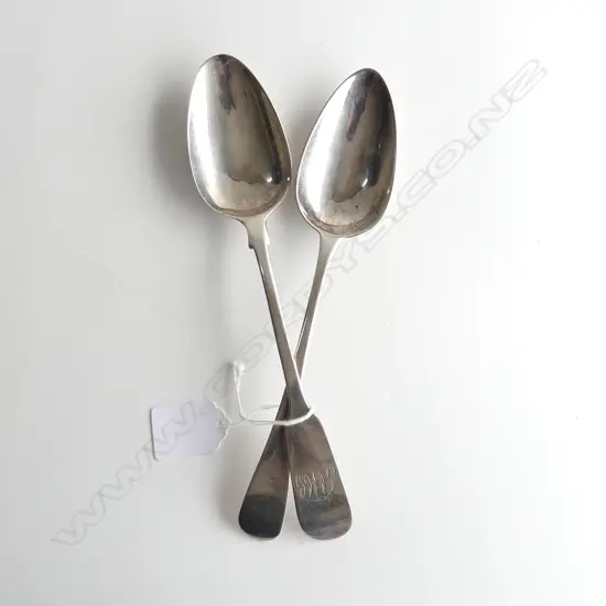 2 GEORGIAN STG SILVER TABLESPOONS 122gm