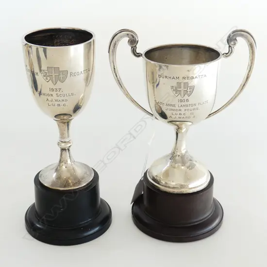 2 STG SILVER DURHAM REGATTA TROPHIES B'HAM 1935 93gm & 1936 85gm