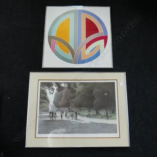 2 ART PRINTS: H. ALTMAN 'CHILDREN, PARC MONCEAU' artists proof + Frank Stella 'Sinjerli Variation I' aluminium frames