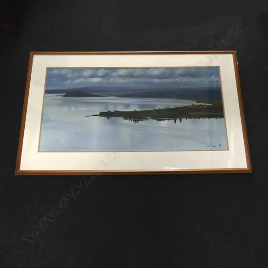 JANET STYLES, LAKE TAUPO, OIL ON CANVAS BOARD '79 440x900mm