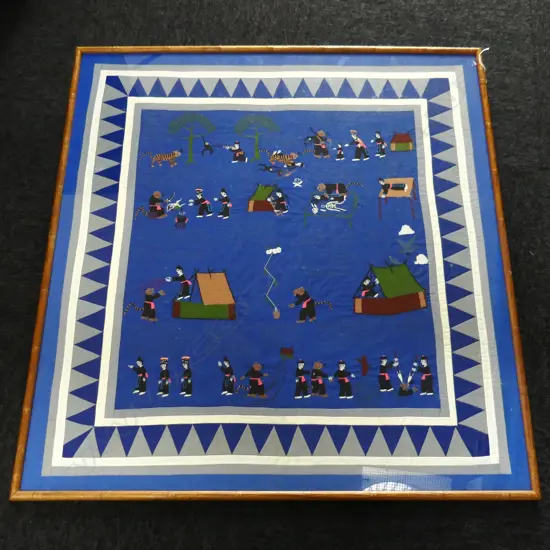 FRAMED HAND EMBROIDERED ARTWORK ABOUT A TIGER 860x800mm (Ex the Ngaire Hart Auction)