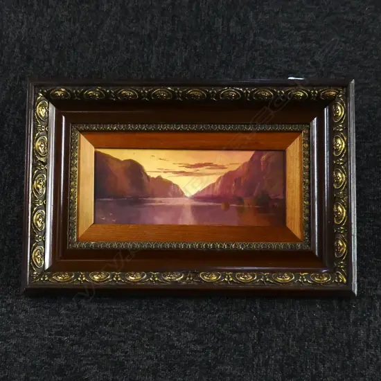 HW KIRKWOOD LAKE SCENE OIL ON BOARD 100 BY 250MM