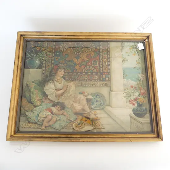 VINTAGE PEARS SOAP chromolitho PRINT 'THE SUNNY SOUTH' 430 x 580mm framed under glass