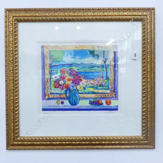 SIGNED PRINT, STILL LIFE w. PAINTING 115/350 260x295mm