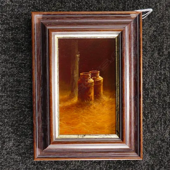 BEV TAYLOR 'QUIET COMPANY' OIL ON BOARD 1994 150x90mm