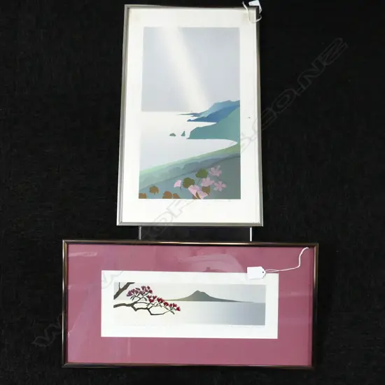 2 MALCOLM WARR SCREENPRINTS 'HAURAKI SUMMER II' '85 111/150 135x355mm, 'SPRING SUN SHAFT' '85 64/150 495x295mm