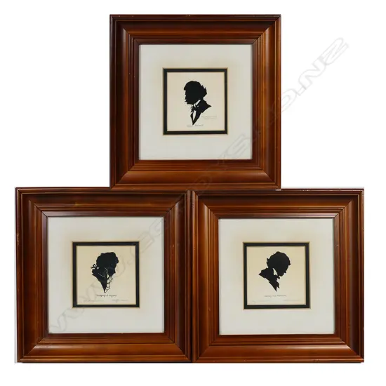 SET OF THREE SILHOUETTES OF MUSICIANS, 900 x 650mm EACH, FRAMED