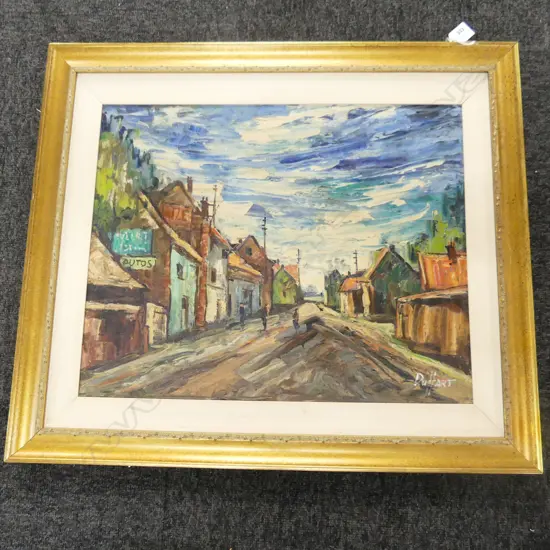 JULES DUFFART OIL ON BOARD FRENCH STREET SCENE  500 BY 405MM