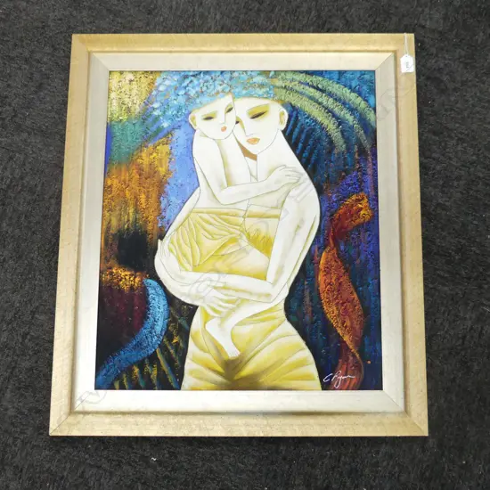 C. RYAN, WOMAN & CHILD, MIXED MEDIA ON BOARD, 605x515mm